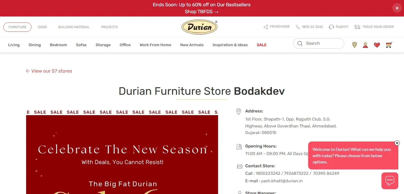 Durian Furniture Store In Ahmedabad