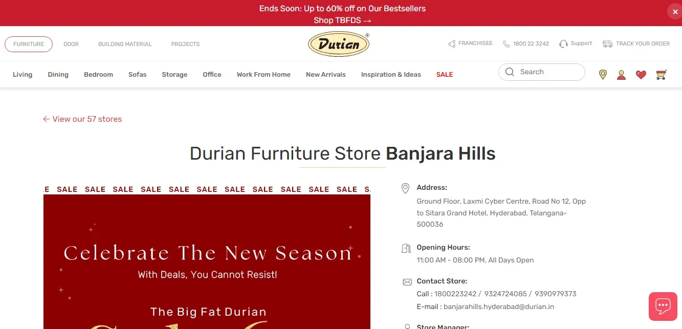 Durian Furniture Furniture Store In Telangana