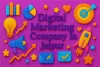 3D digital illustration of a colorful "Digital Marketing Company in Jaipur" banner with Lora font and shadow effects.