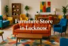 Colorful furniture showroom in Lucknow with modern, vibrant sofas, chairs, and dining set in a stylish layout.