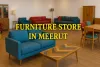 Colorful furniture showroom in Meerut displaying vibrant sofas, chairs, and tables in a modern, stylish interior setting.