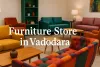 Colorful modern furniture showroom in Vadodara with stylish sofas and bold interior decor.