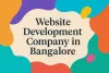 Colorful 3D text design of “Website Development Company in Bangalore” in Lora font with shadow on abstract background.